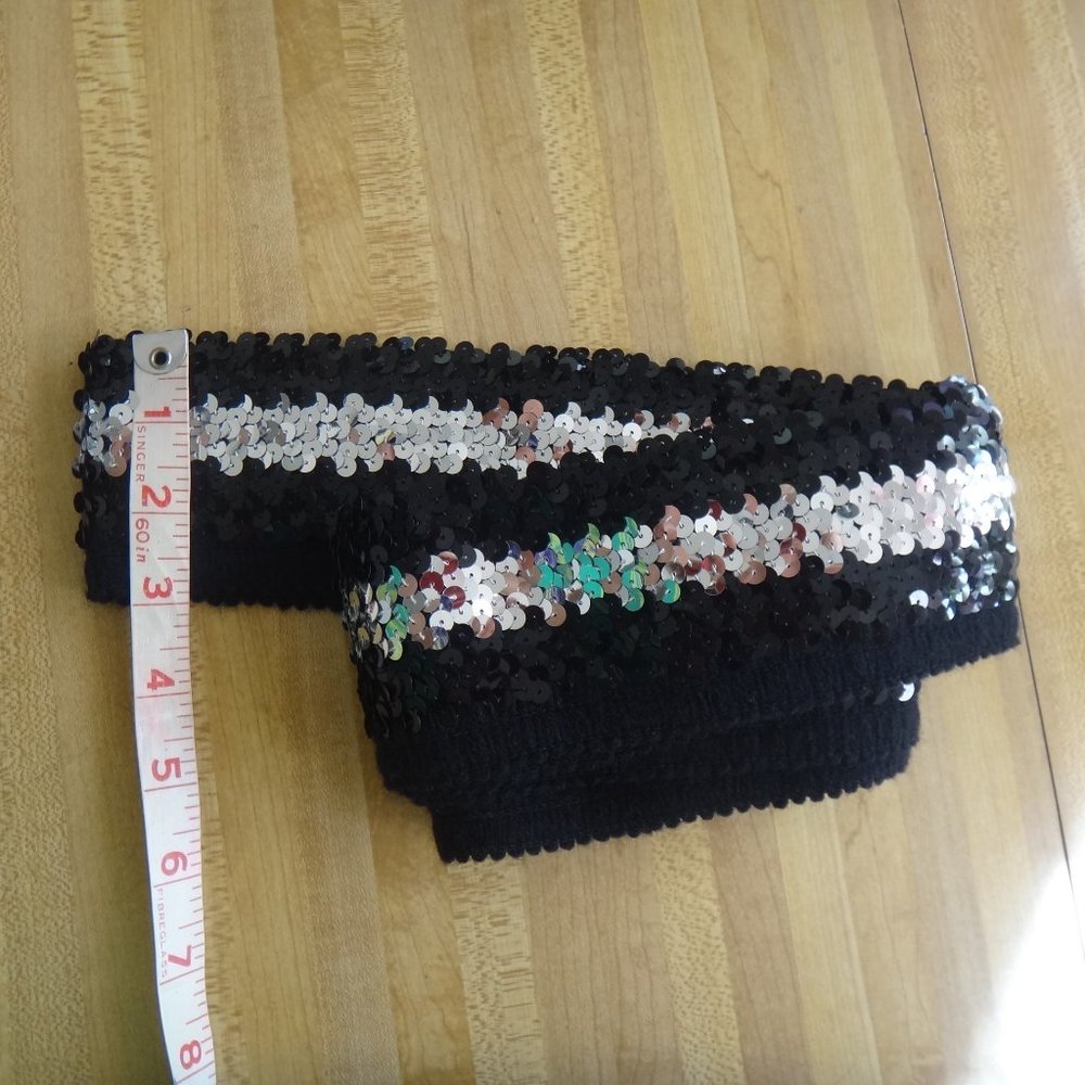 Sequin Elastic Black/Silver Wide   NEW